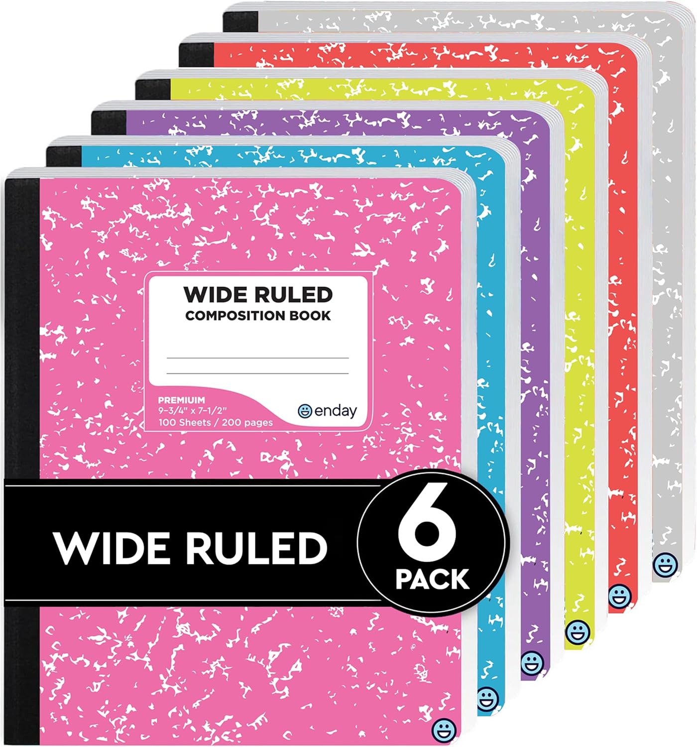 Enday Composition Notebooks Wide Ruled Paper, Colored Marble Composition Notebook Covers, 100 Sheets (200 pages) Composition Books, Marble Notebooks Wide Ruled For School, Blue And Purple, 2 Pack