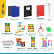 Enday Back to School Supplies Kit - Grades K-5, 83 Piece Back to School Supplies Kit,