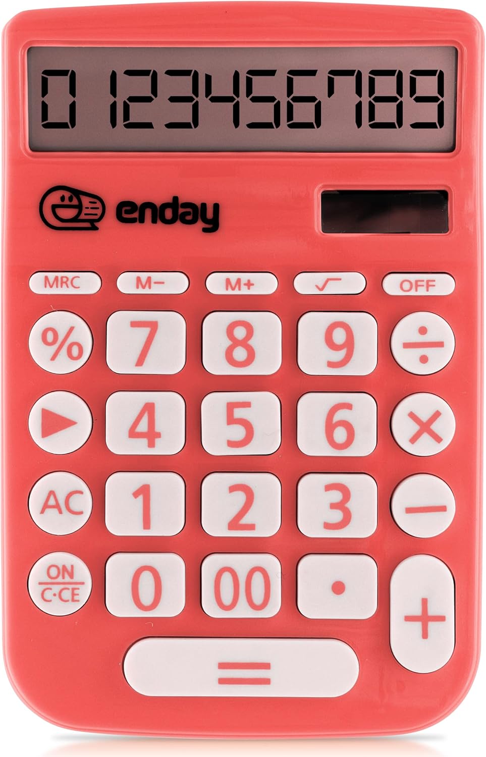Enday Solar Powered 12-Digit Calculator - Blue, Large Display, Perfect for Office & School