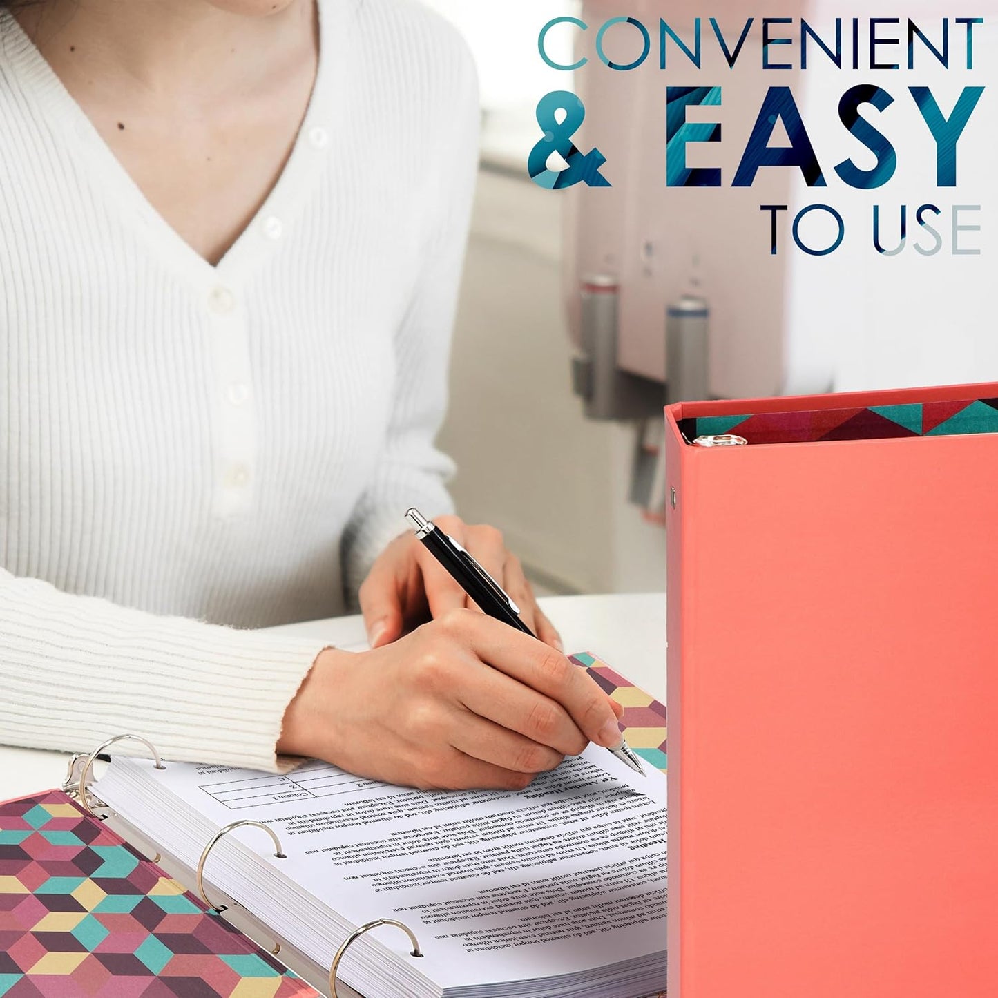 3 Ring Binder 1.5 inch Binder, 1 ½ Inch Round Ring Binders, Colored Binders for School Supplies, Printed Inside and Outside, Used for Papers, Business Cards Etc., Holds 280 Sheets, 4 Pack - by Emraw