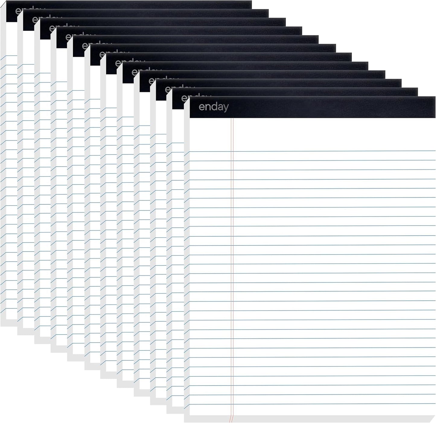 Enday Legal Pads 8.5 x 11 Inch, (12 Pack) 50 Sheets per Notepad, White Note Pads, Legal Ruled Writing Pad with Perforated Pages, White Paper Legal Pad for Work and Note-Taking.