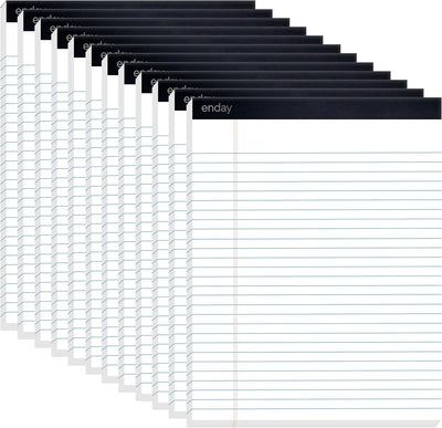 Enday Legal Pads 8.5 x 11 Inch, (12 Pack) 50 Sheets per Notepad, White Note Pads, Legal Ruled Writing Pad with Perforated Pages, White Paper Legal Pad for Work and Note-Taking.