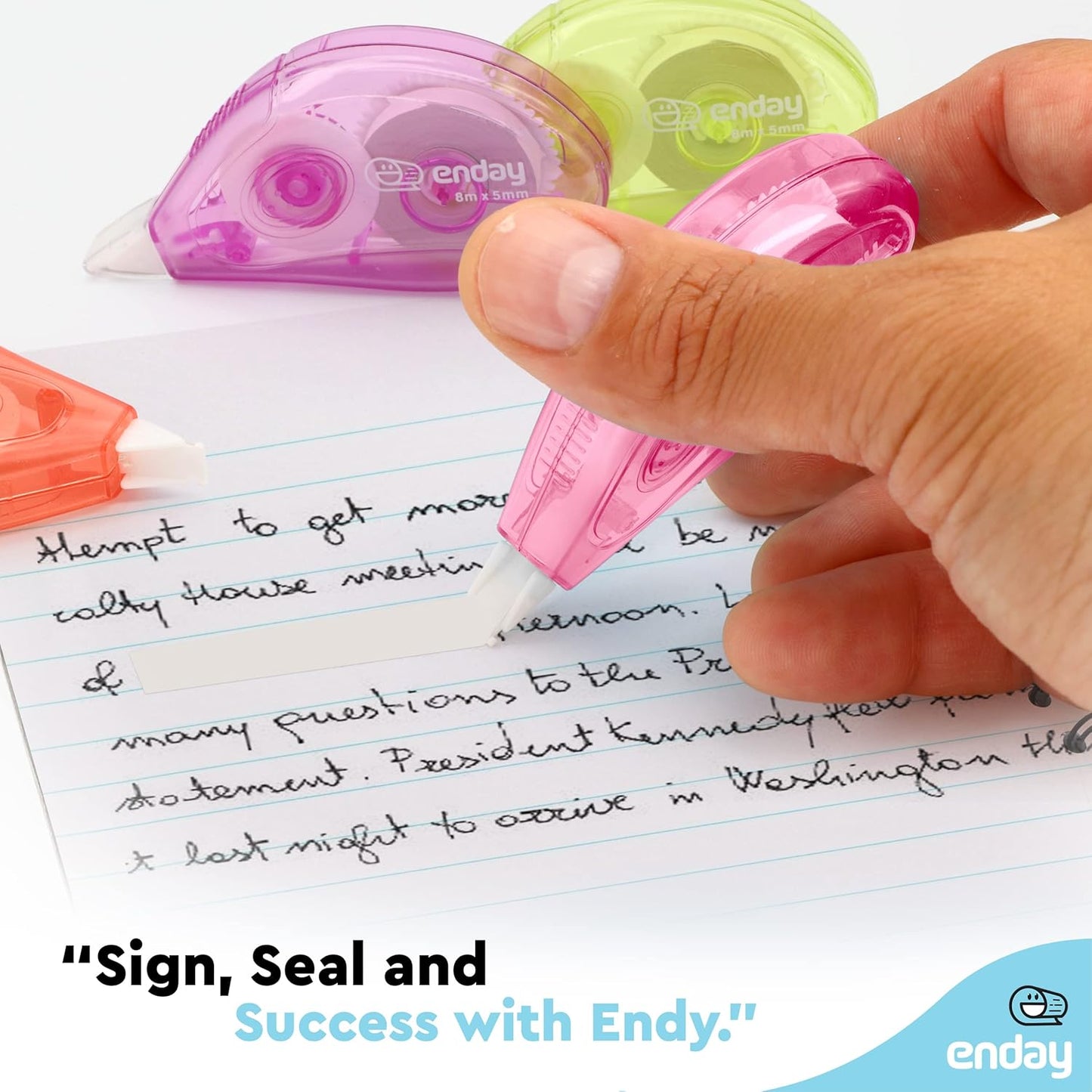 Enday White Out Correction Tape, Pink Dispenser White Out Tape, Easy to Use Applicator for Instant Corrections, Whiteout Suitable for Students, Teachers, and Office Workers