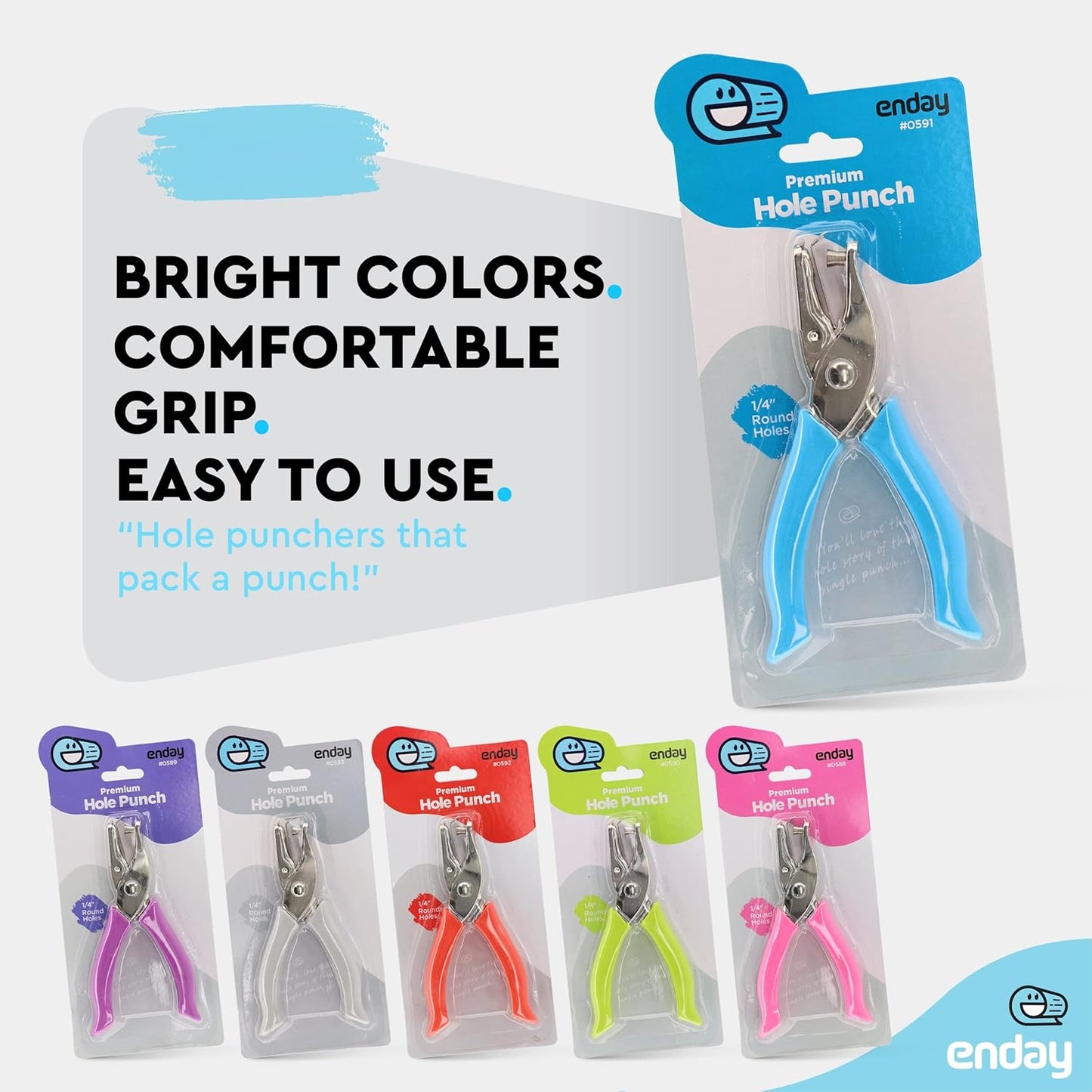 Single Hole Punch Metal Blue, 1/4â€ Hole Puncher with Soft Grip Handles for Paper and Crafts Round Circle Shape, for Kids and Adults, Also Available in Green, Pink, Red, Purple, Grey, 1 Pc â€“ by Enday