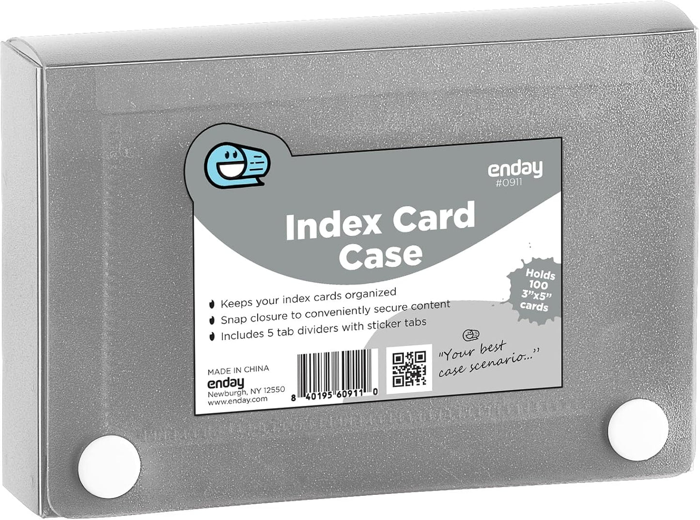 Index Card Holder Blue, 3x5 Note Flash Card Organizer Case, File Box with 5 Dividers, Notecard Box Holds 100 Cards, Also Available in Red, Purple, Green, Pink, Grey, 1 Pack â€“ By Enday