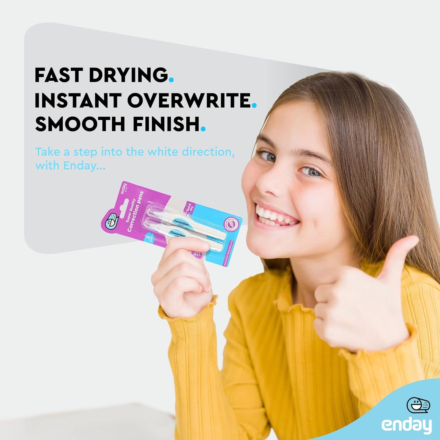 Emraw Enday Correction Pen (4 Pack) - Correction Liquid 0.2 Fl Oz (7 Ml) Metal Tip White Correction Fluid.