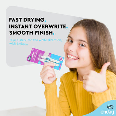 Emraw Enday Correction Pen (4 Pack) - Correction Liquid 0.2 Fl Oz (7 Ml) Metal Tip White Correction Fluid.