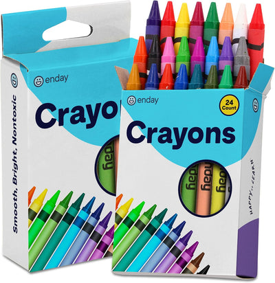 Enday 24 Count Crayons, 2 Pack for Kids & Teachers, Easy to Hold Toddler Crayons, Premium Non-Toxic, 48 Assorted Colors