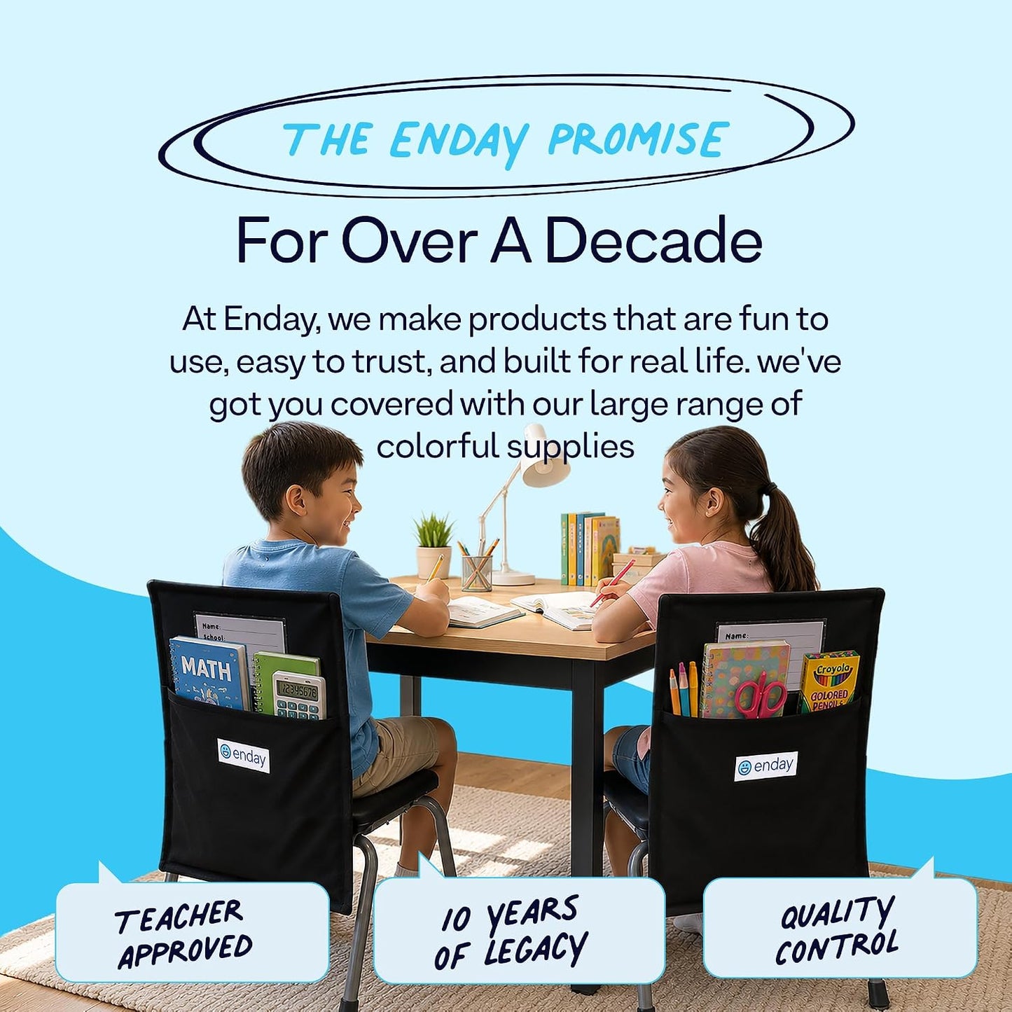 Enday Chair Pockets for Classrooms Set of 24, Premium Student Chair Pockets, Deep Seat Sacks for Classroom Chairs, Heavy Duty Chair Bags for Books & School Supplies Organizer