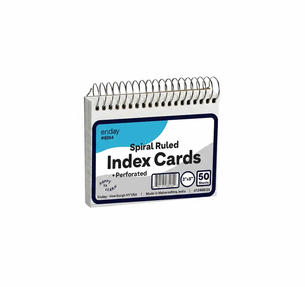 Spiral Bound Ruled White Index Card 3" X 5" 50 Ct.