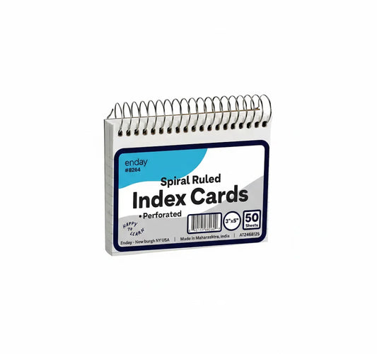 Spiral Bound Ruled White Index Card 3" X 5" 50 Ct.