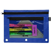 Double Zipper 3-Ring Pencil Pouch With Mesh Window
