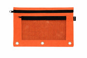 Double Zipper 3-Ring Pencil Pouch With Mesh Window