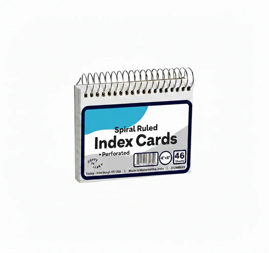 Spiral Bound Ruled White Index Card 4" X 6" 50 Ct.