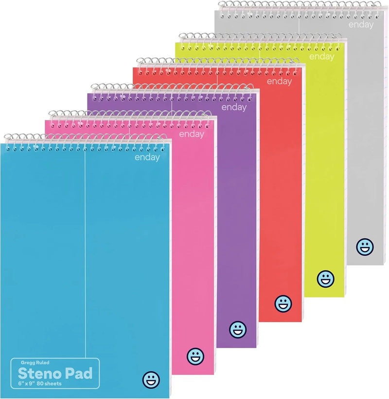 Steno Book Ruled 6 X 9, 80 Ct. Assorted
