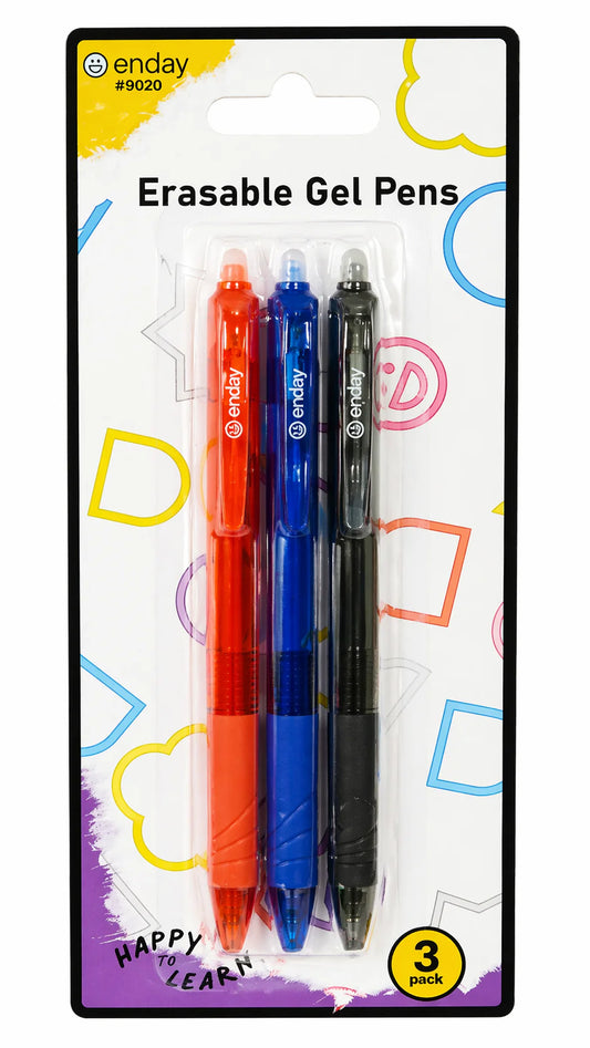 Erasable Pen Retractable with Grip Assorted Color (3/Pack)