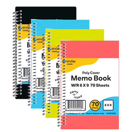 Spiral Notebook Poly Cover W/R 1-Subject 6 X 9 70 Ct. Assorted