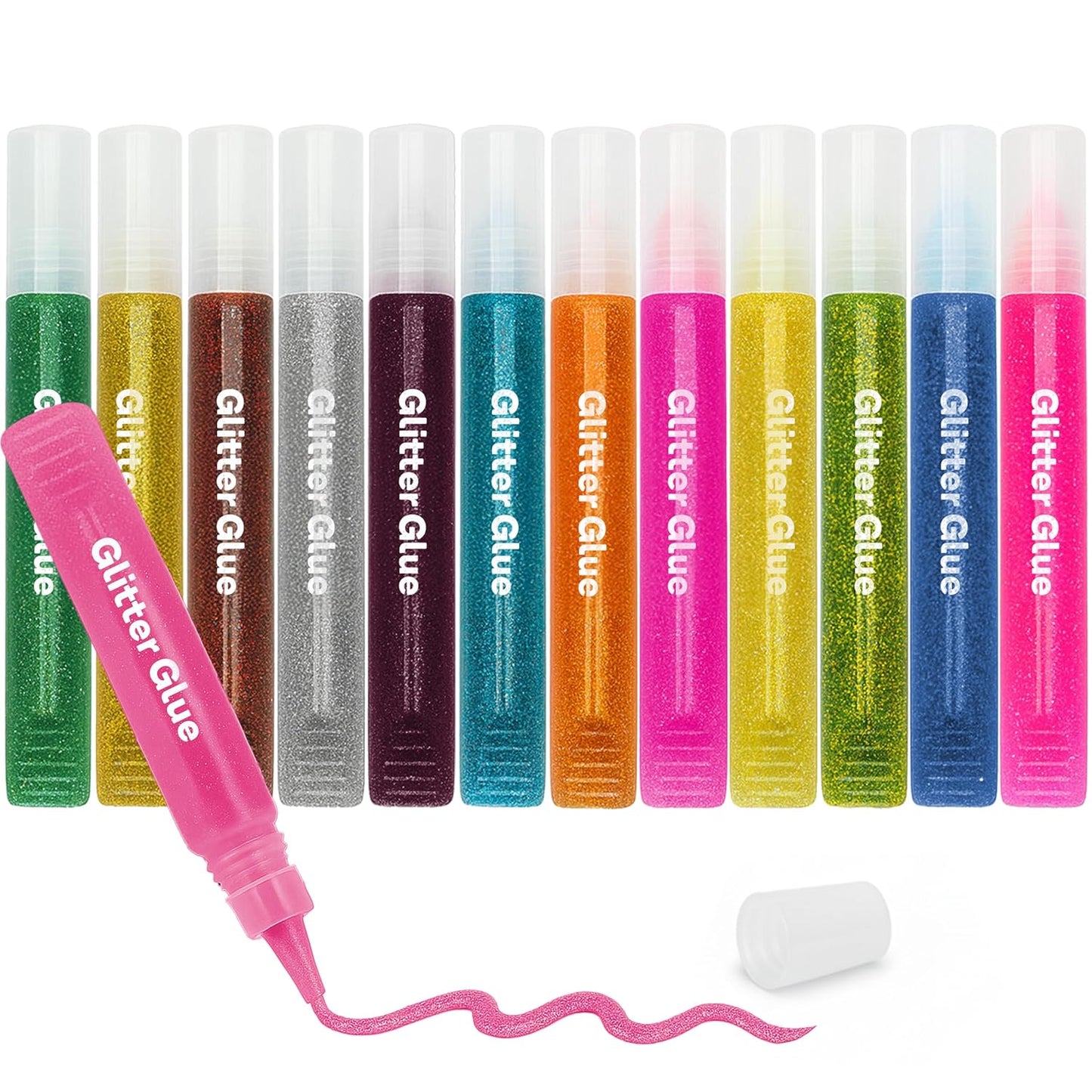 Glitter Glue Pens - 12 Pack Arts & Crafts Glitter Pen, Washable & Non-Toxic, Glitter Glue Pens for Christmas Stockings & Decorating Supplies, 10.5 ML - by Enday