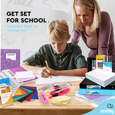 Enday Back to School Supplies High School and College, Premium Quality Kids Supplies Kit For Girls and Boys, 77 Pieces