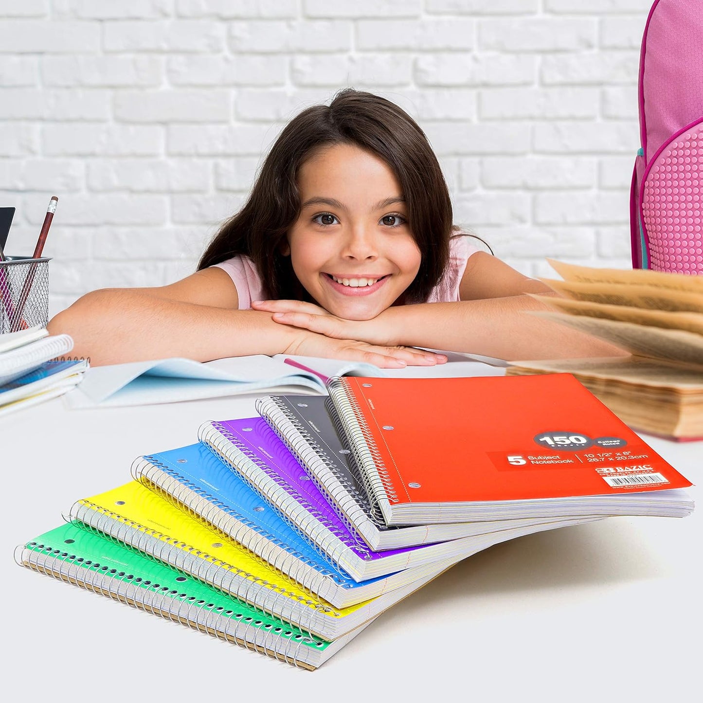 Emraw 5 Subject Spiral Notebooks College Ruled 150 Sheets Ideal for Class Assignments, Homework, Planning and General Notes (Pack of 6)