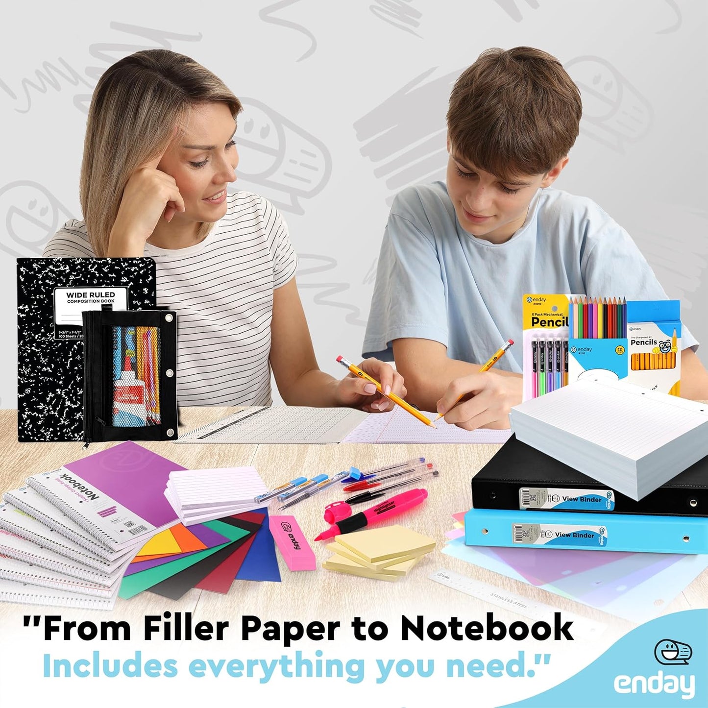 Enday Back to School Supplies High School and College, Premium Quality Kids Supplies Kit For Girls and Boys, 77 Pieces