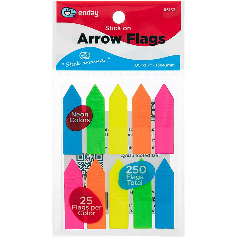 Enday Stick On Arrow Flags Neon Color 0.5" X 1.7" (250/Pack)