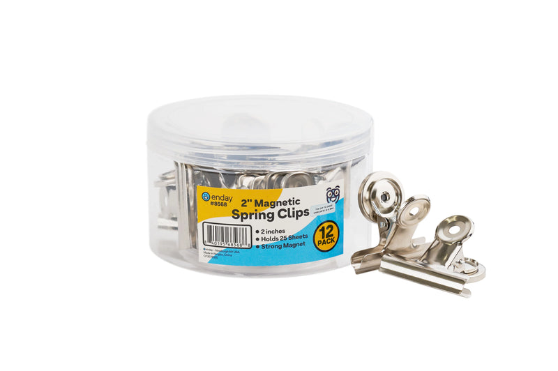 Magnetic Spring Clips, 2", 12 Pack