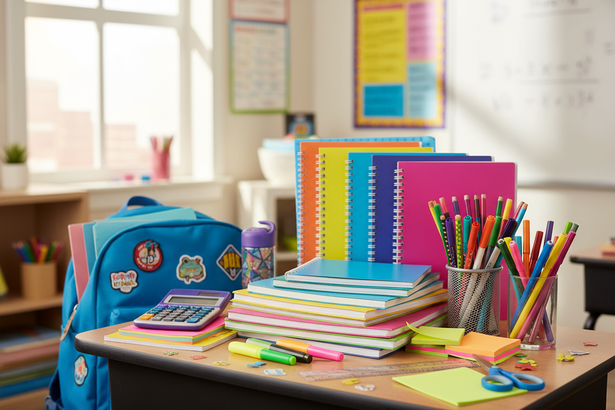 middle school image with supplies
