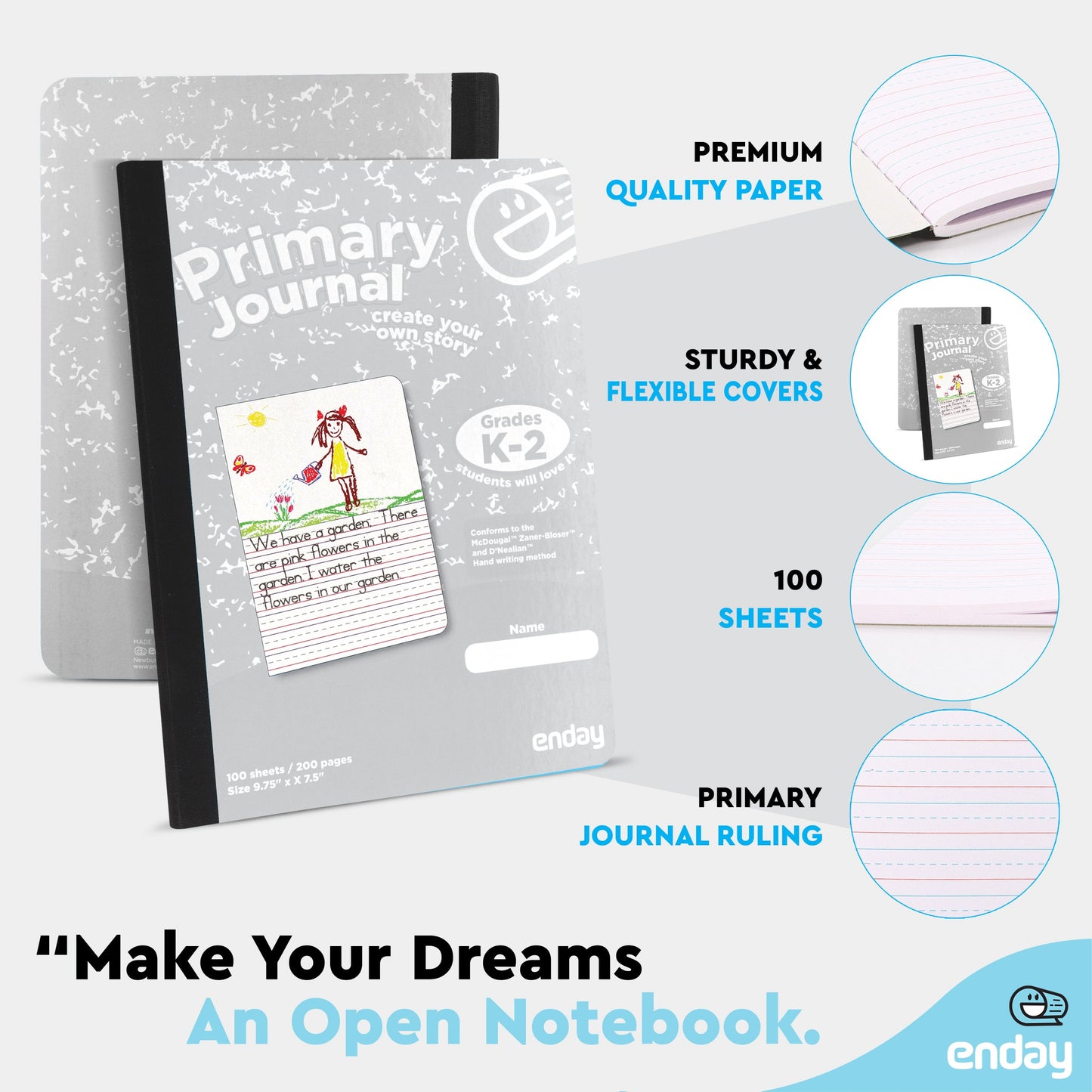 Primary Journal Notebooks - Grey