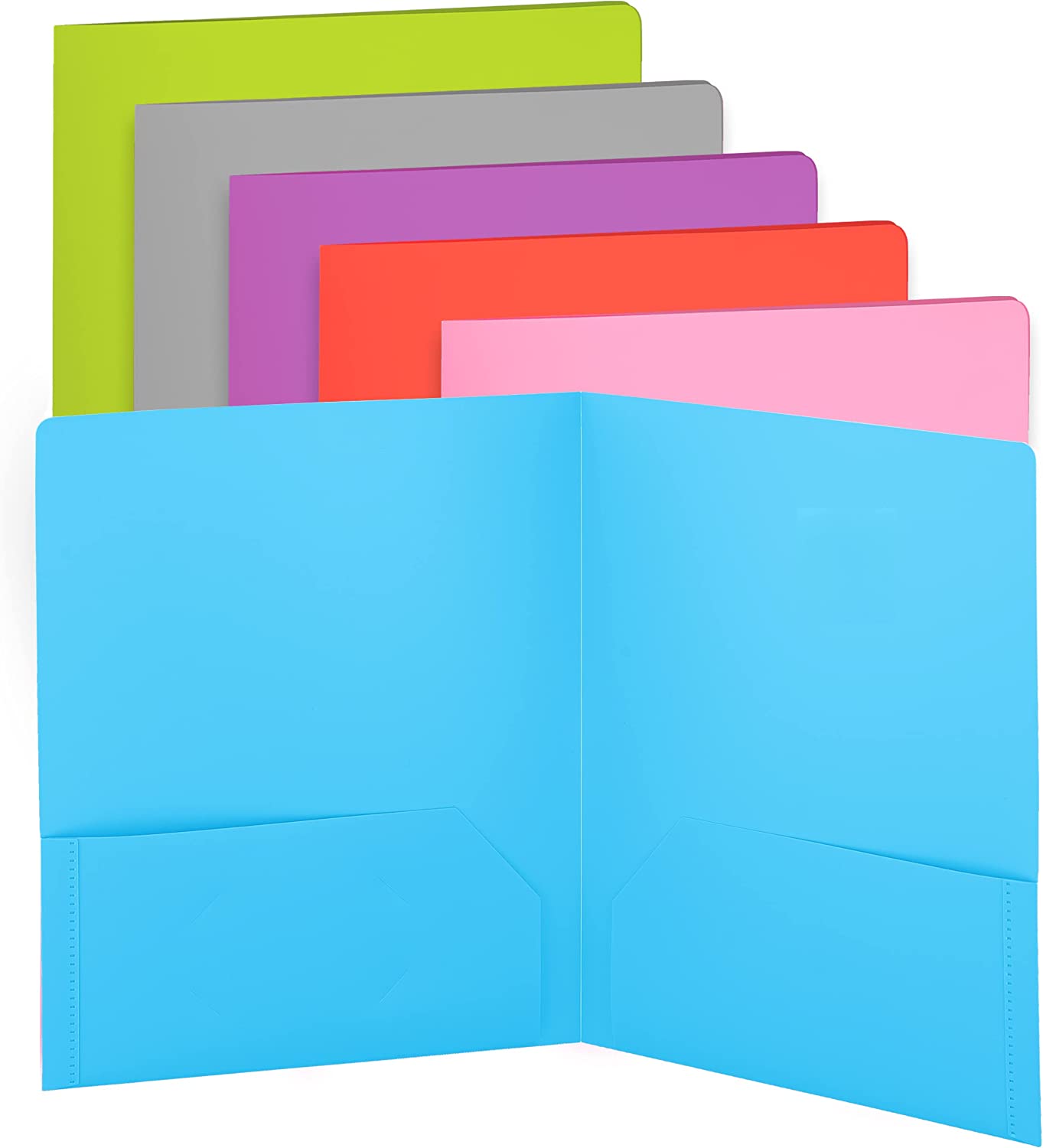 Plastic Solid Color 2-Pockets Poly Portfolio - Blue