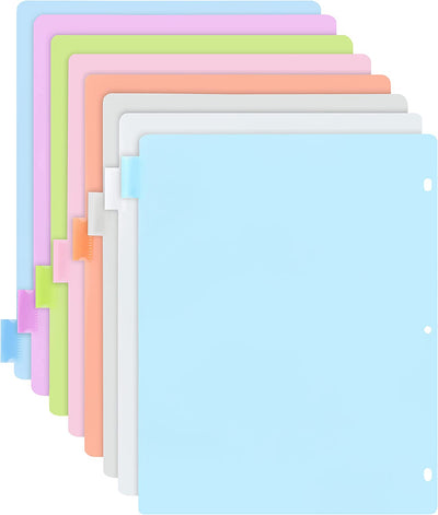 3-Ring Binder Dividers w/ 8-Insertable Color Tabs