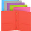 plastic Solid Color 2-Pockets Poly Portfolio w/ 3 Prongs red
