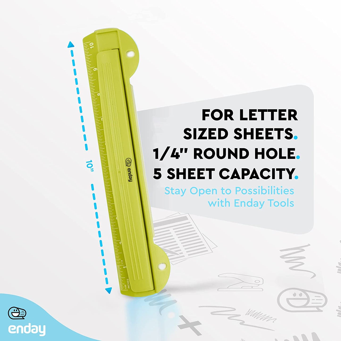 Portable 3-Hole Paper Punch green