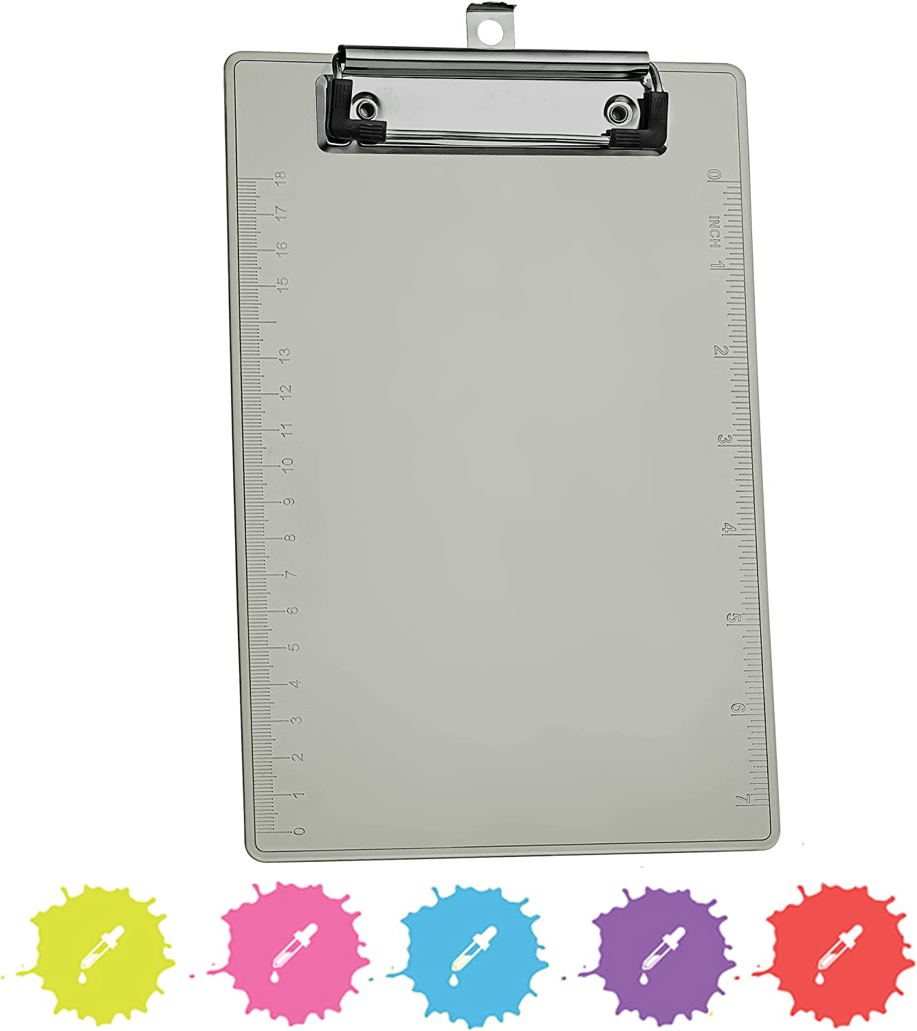 Memo Size Plastic Clipboard w/ Low Profile Clip grey