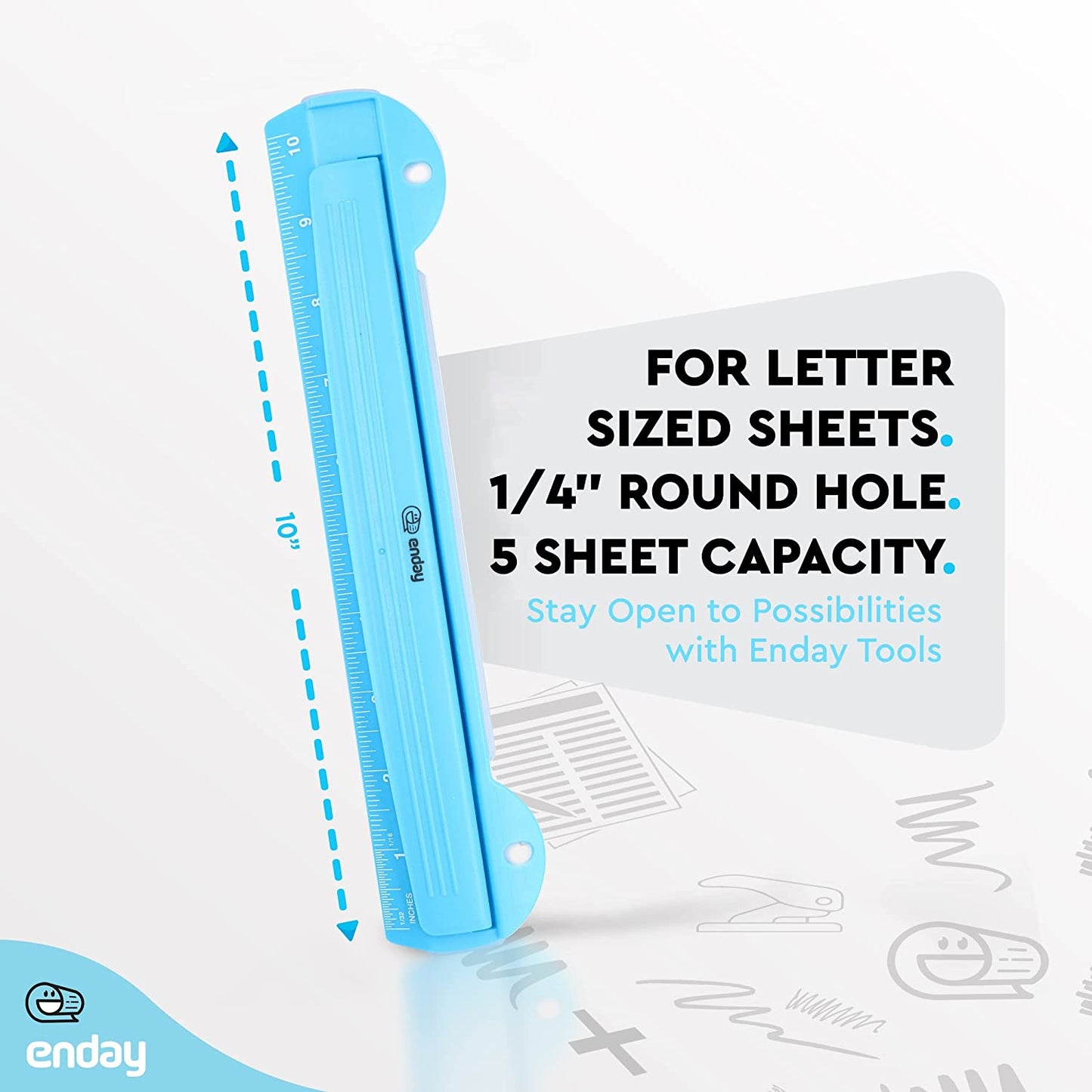 Portable 3-Hole Paper Punch blue