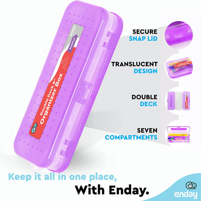 8" Bright Color Double Deck Organizer Box purple