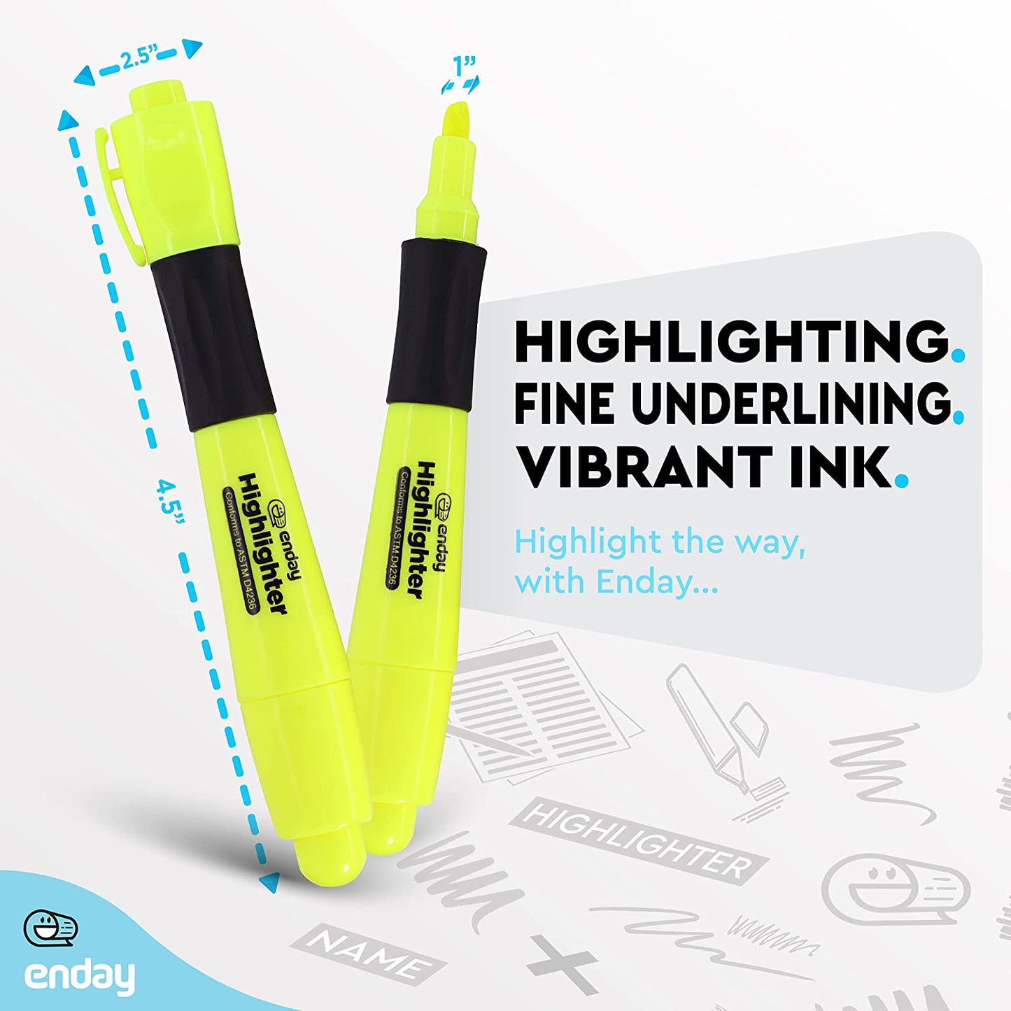 Fluorescent Gel Highlighter (3/Pack) – Enday