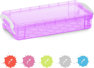 stackable plastic pencil case purple