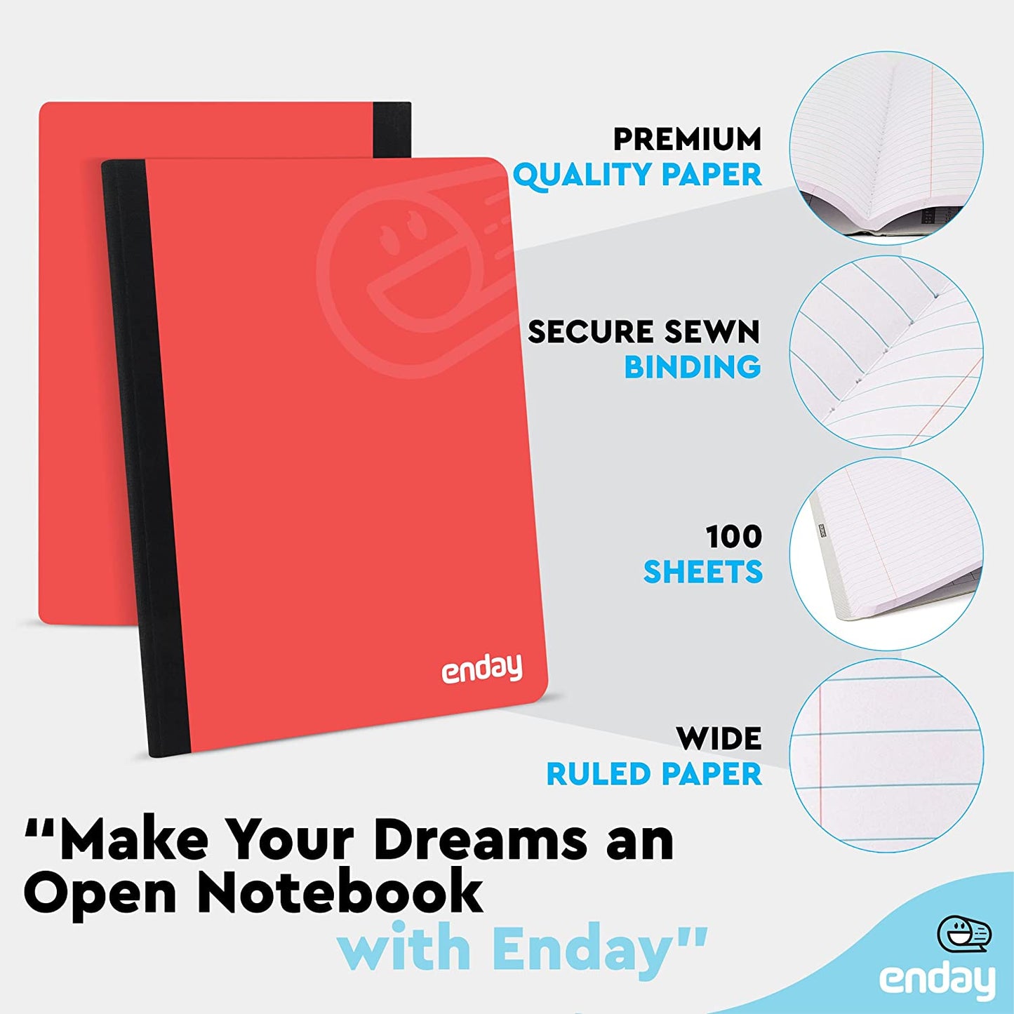 Composition Notebooks Wide Ruled - Red