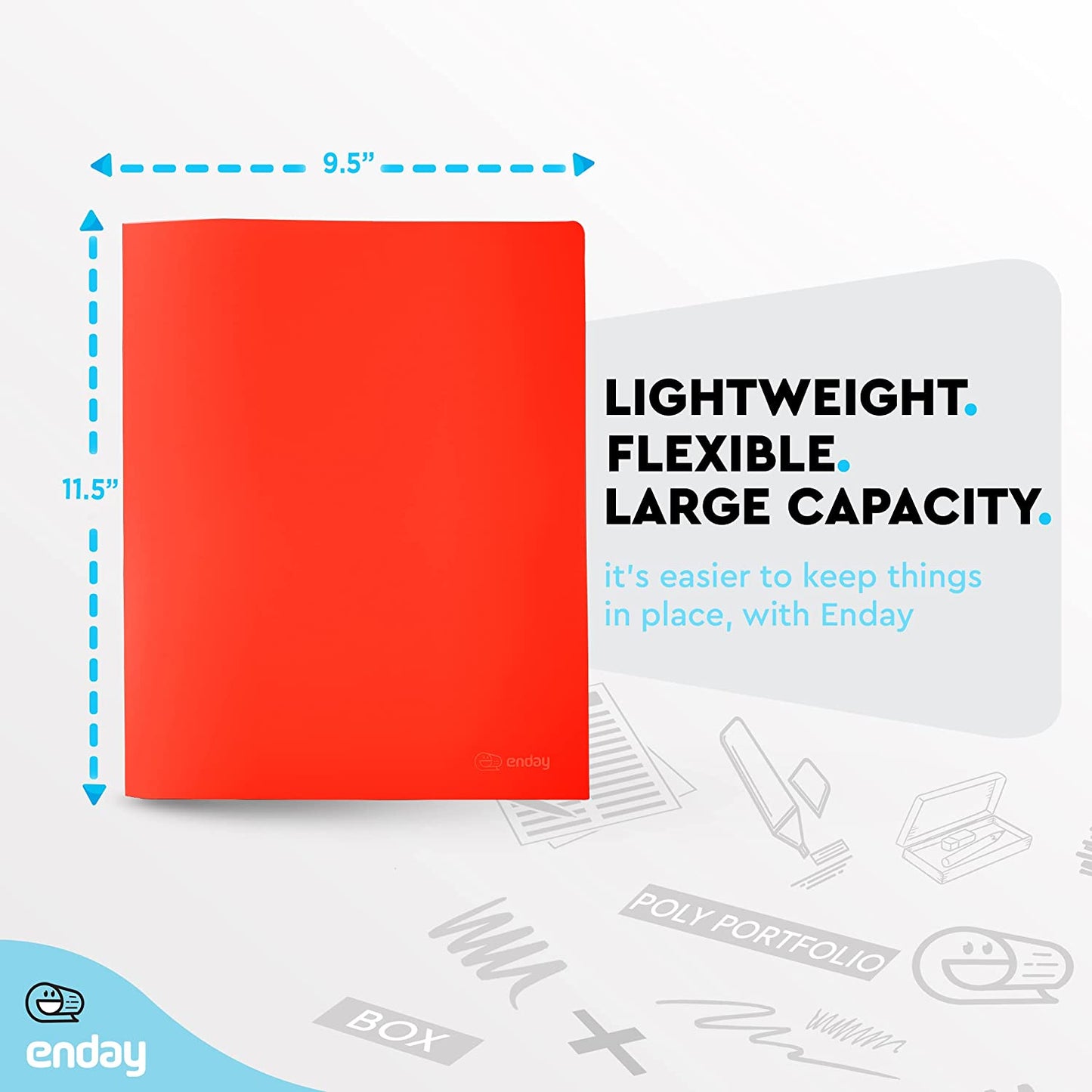 plastic Solid Color 2-Pockets Poly Portfolio red