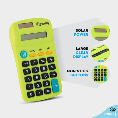 8-Digit Dual Power Pocket Size Calculator green