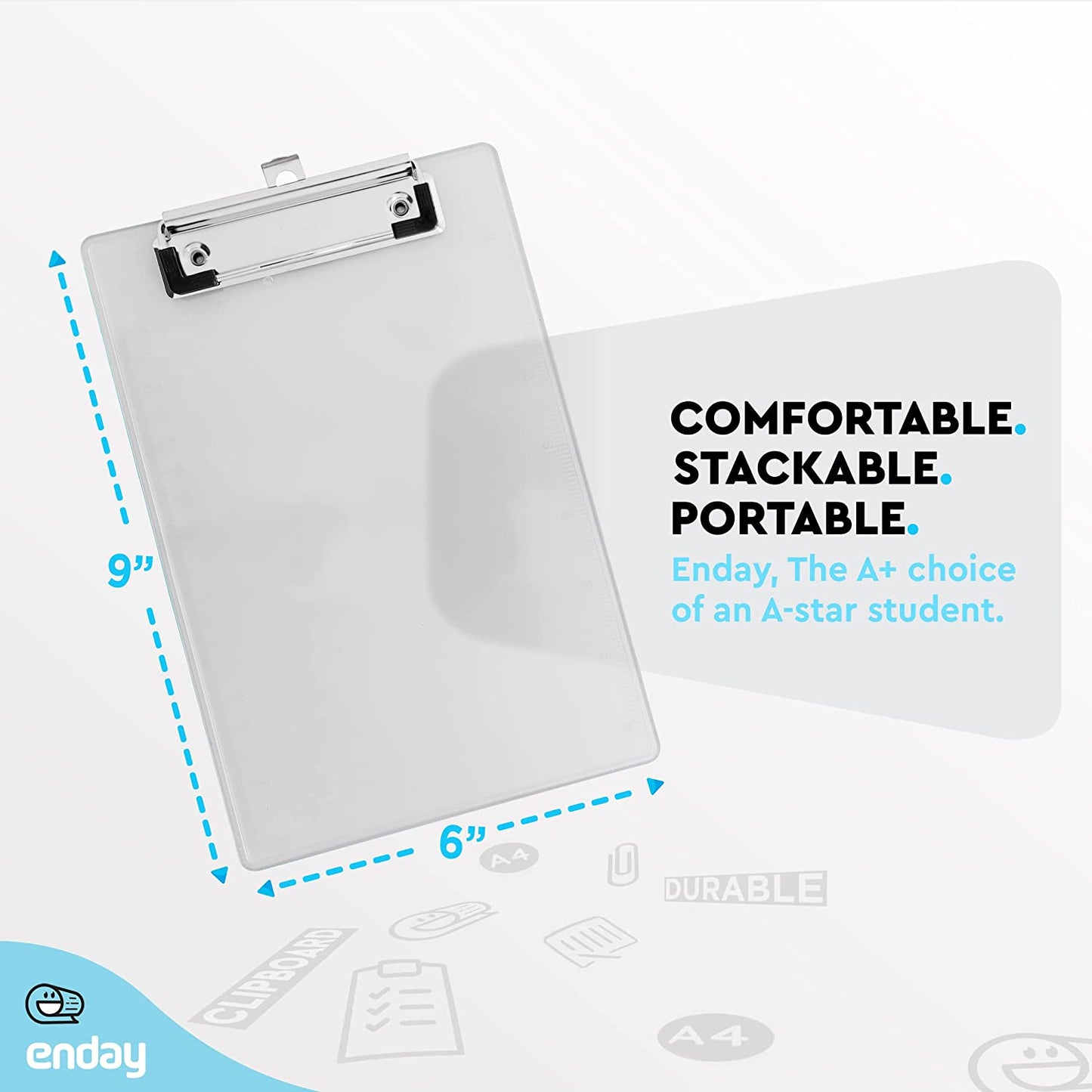 Memo Size Plastic Clipboard w/ Low Profile Clip grey