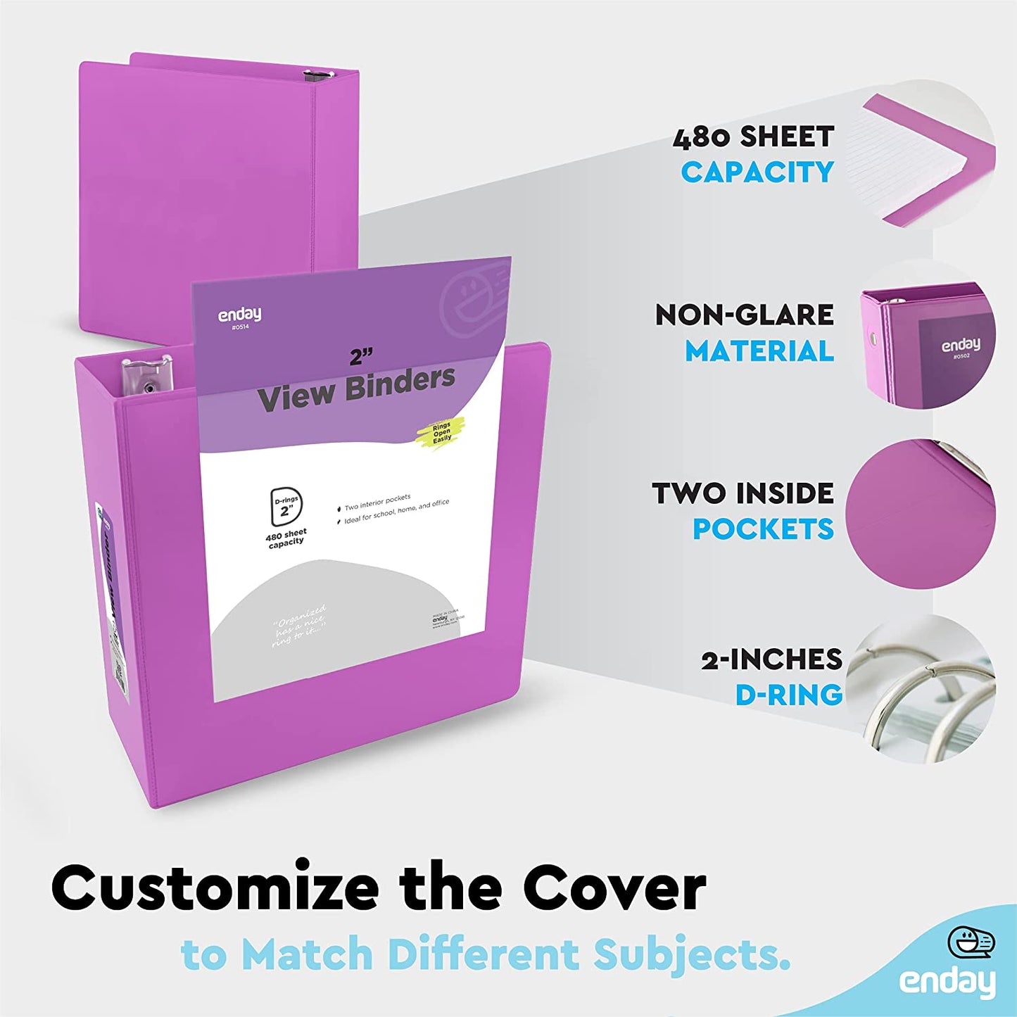 2" Slant-D Ring View Binder w/ 2 Pockets purple