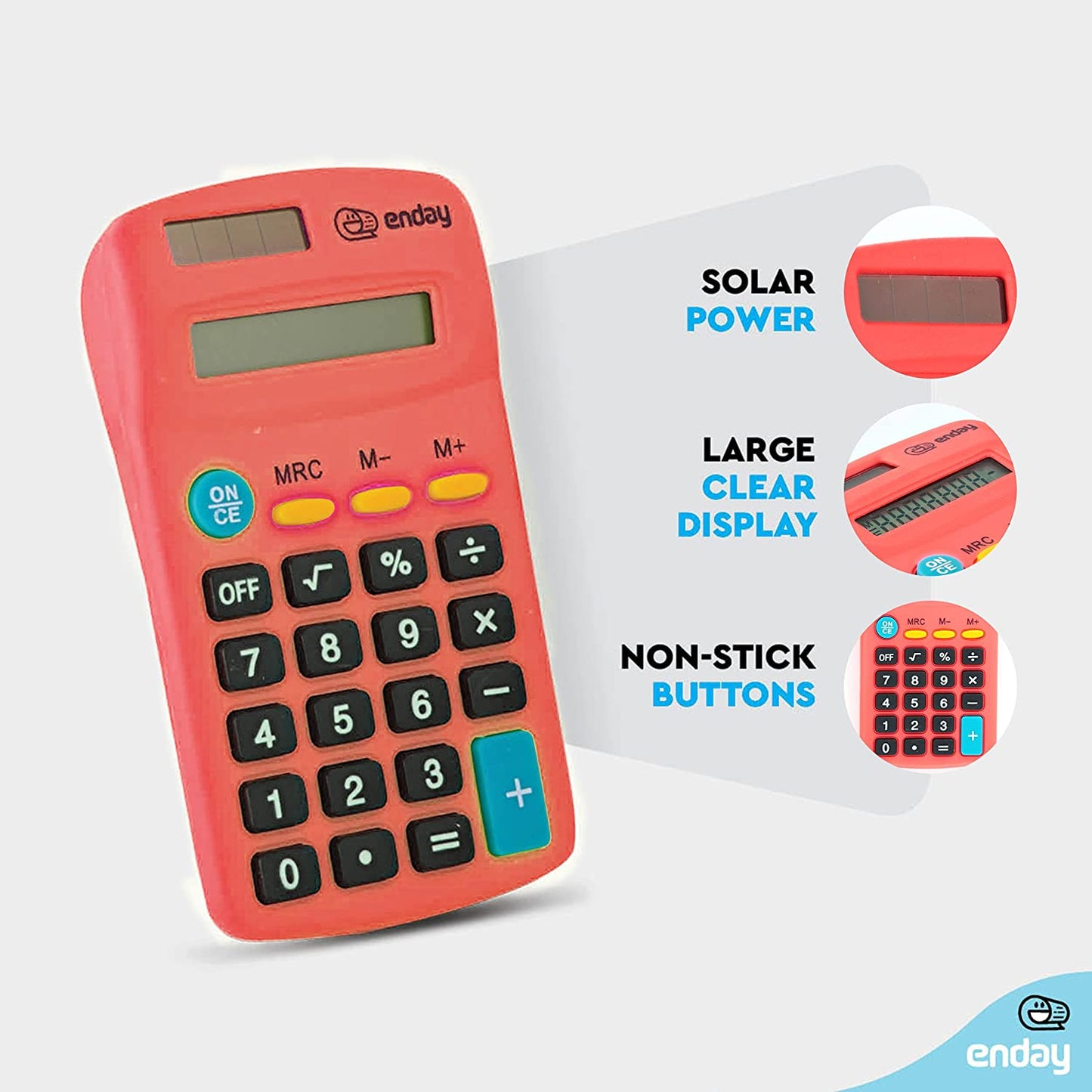 8-Digit Dual Power Pocket Size Calculator red