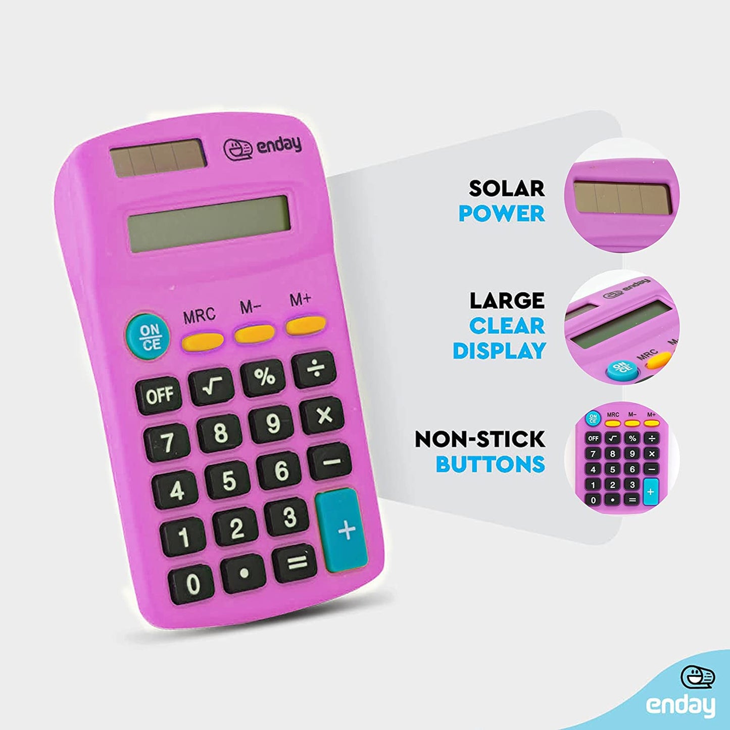 8-Digit Dual Power Pocket Size Calculator purple