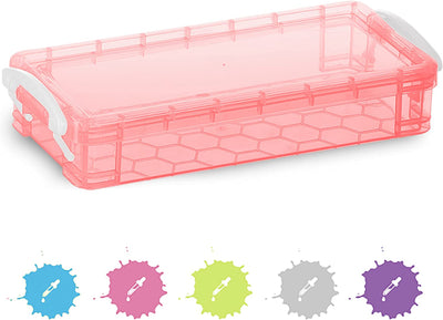 stackable plastic pencil case red