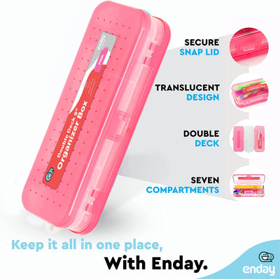 8" Bright Color Double Deck Organizer Box pink