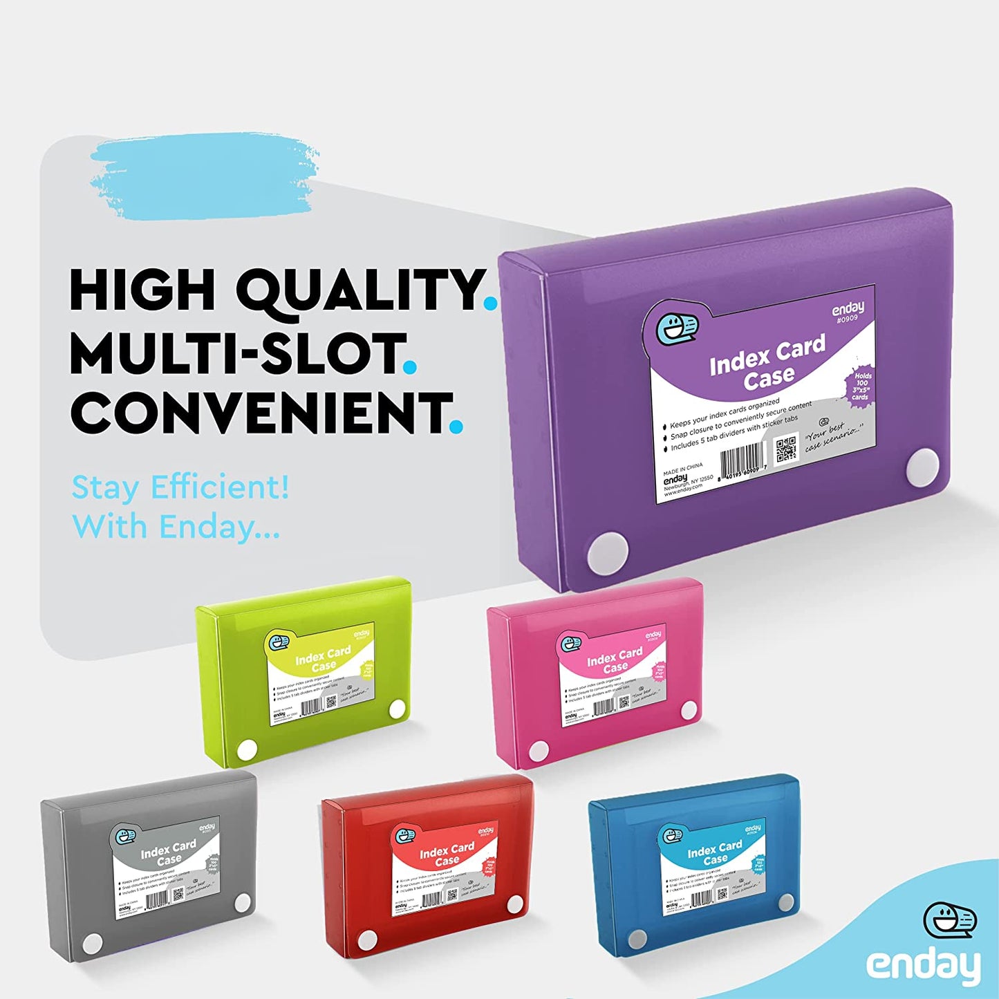 3" X 5" Index Card Case Holds 5 Tab Dividers - Purple