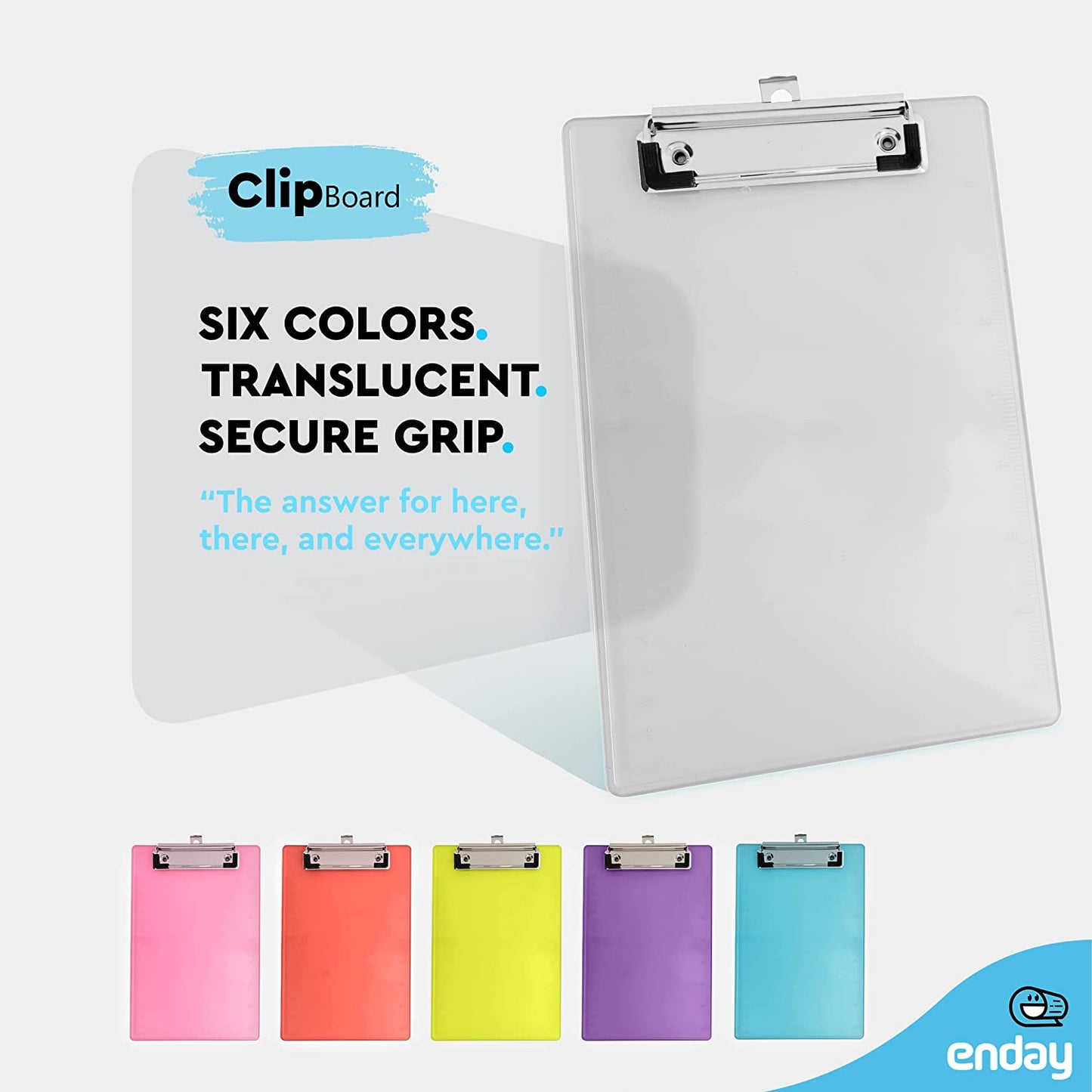 Memo Size Plastic Clipboard w/ Low Profile Clip grey