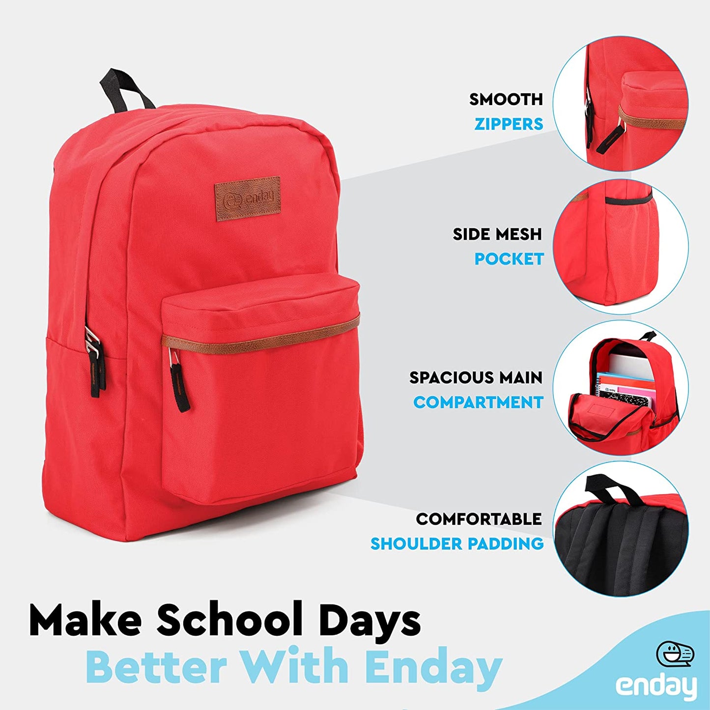 Adjustable Shoulder Strap Backpack - Red